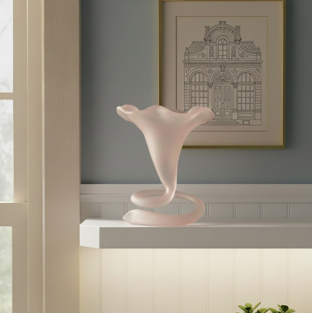 1970's Frosted Pink Lilly Vase